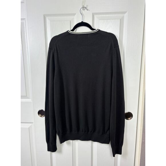 Fred Perry Merino Wool V-Neck Sweater Pullover Men's Size XL Black - Picture 2 of 6